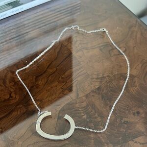 “C” Initial Silver Necklace (Worn Once)